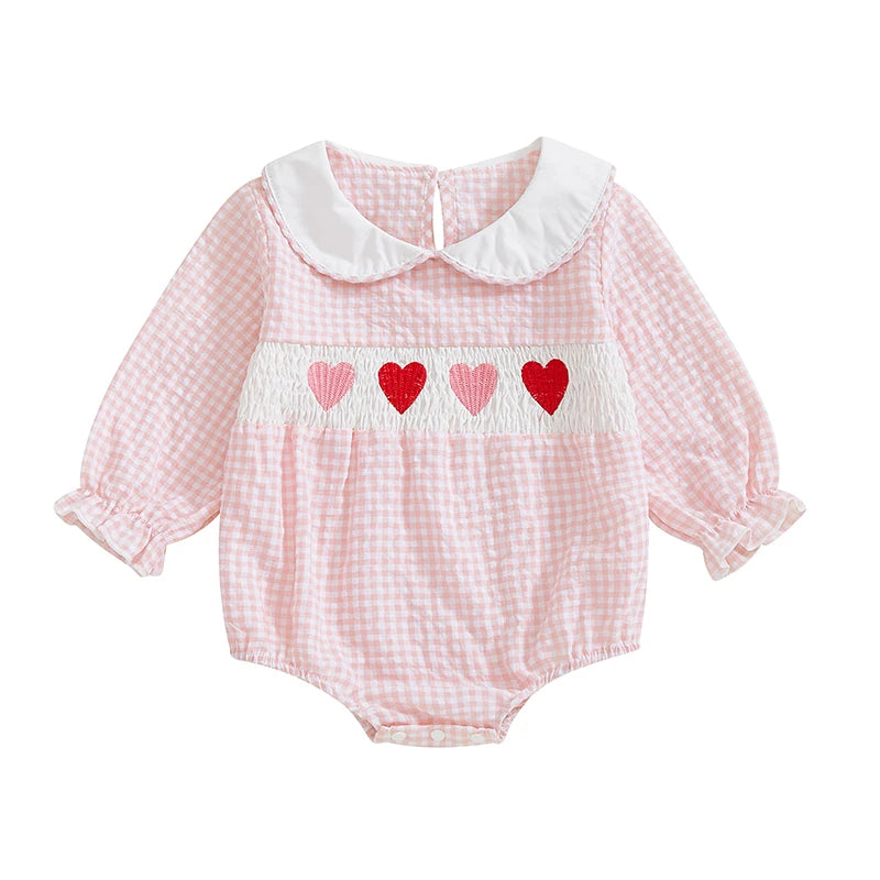 Love Heart Smocked Bubble Romper