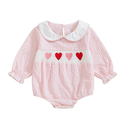 Love Heart Smocked Bubble Romper