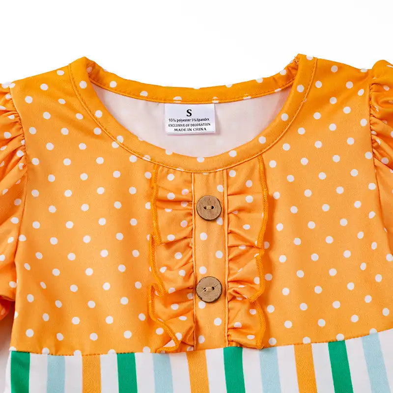Mustard Polka Dots Blue Floral Pants Set