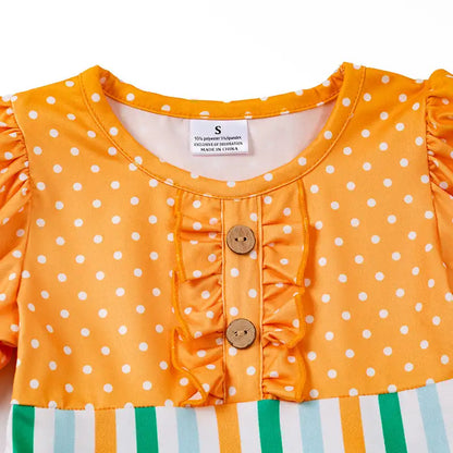 Mustard Polka Dots Blue Floral Pants Set