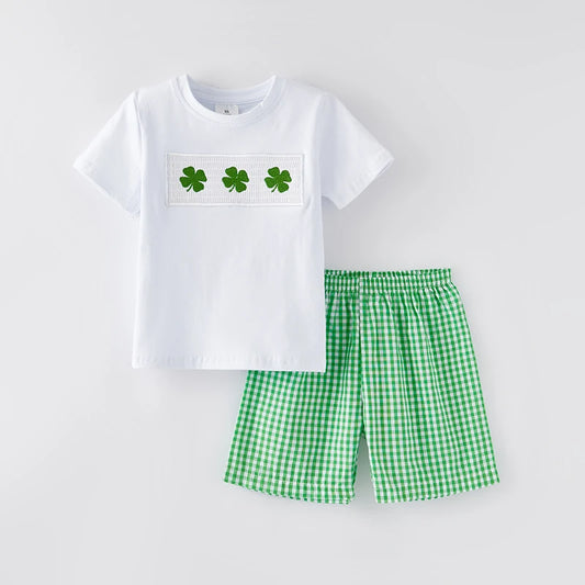 St. Patrick's Day Boys Shorts Set Top Smocked