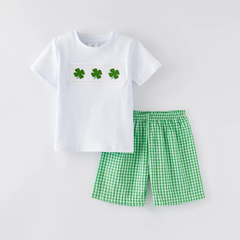 St. Patrick's Day Boys Shorts Set Top Smocked