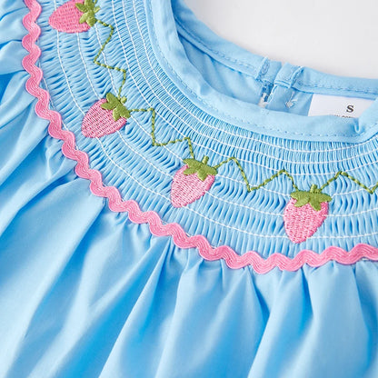 Strawberry Embroidery Smocked Dress