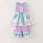 Lavender Floral Ruffles Shorts Set