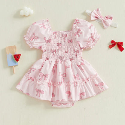 Light Pink Bow Bubble Romper