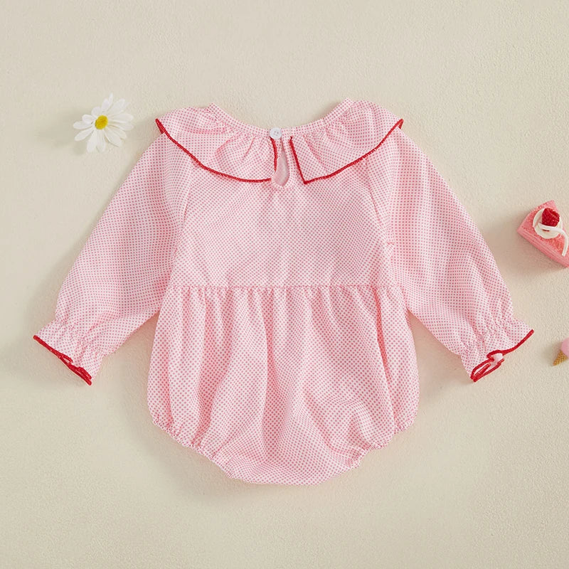 My First Valentines Day Outfit Heart Smocked Bubble Romper