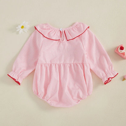 My First Valentines Day Outfit Heart Smocked Bubble Romper