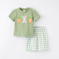 Green Gingham Boys Carrot Short Set