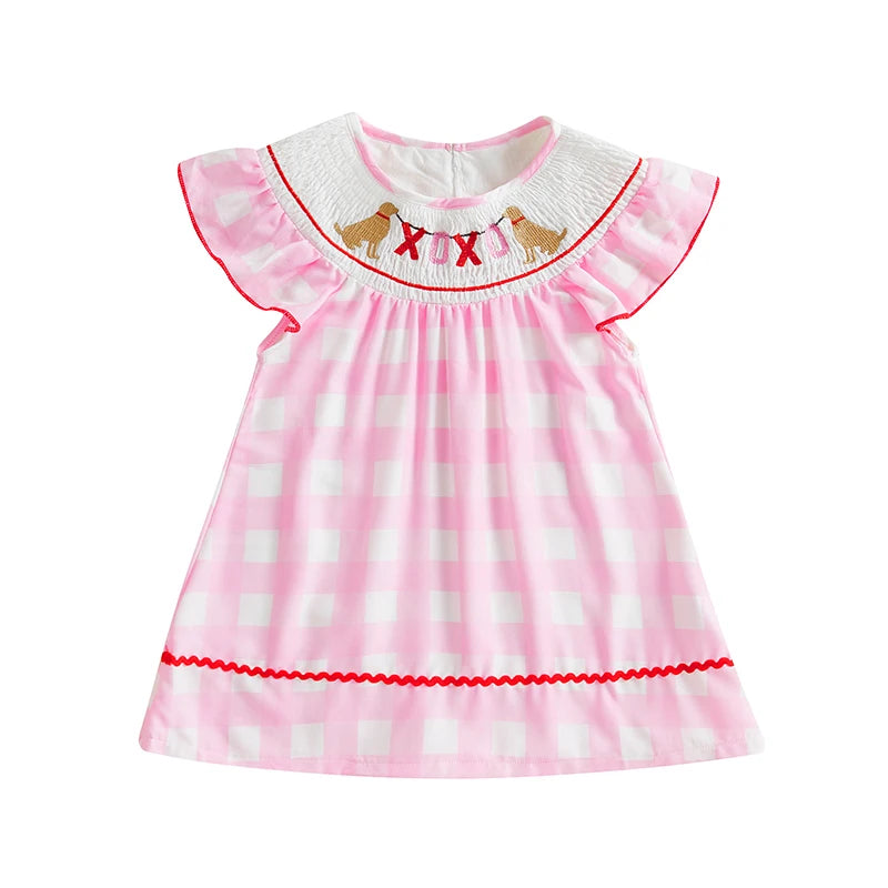 Valentines Day Outfit Puppy Dog Smocked Dress